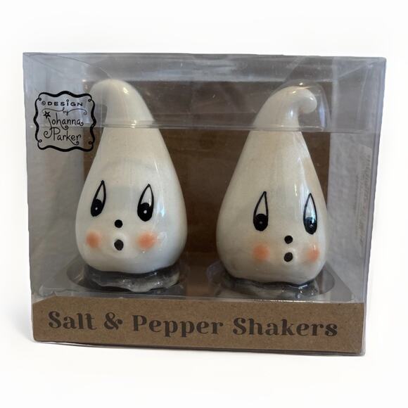 Johanna Parker Gus Ghost Halloween Salt & Pepper Shakers Hard to Find NEW - Picture 1 of 3